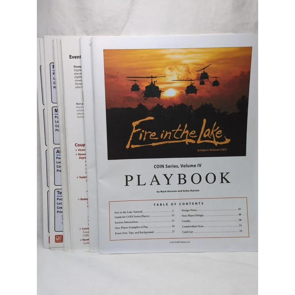 (10) Fire In The Lake GMT Board Game Rules And Charts